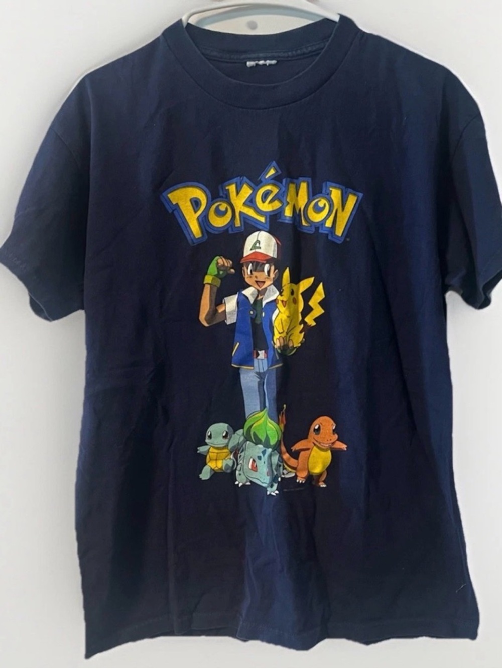 Vintage Pokémon youth Navy Graphic Tee with Ash & Pikachu